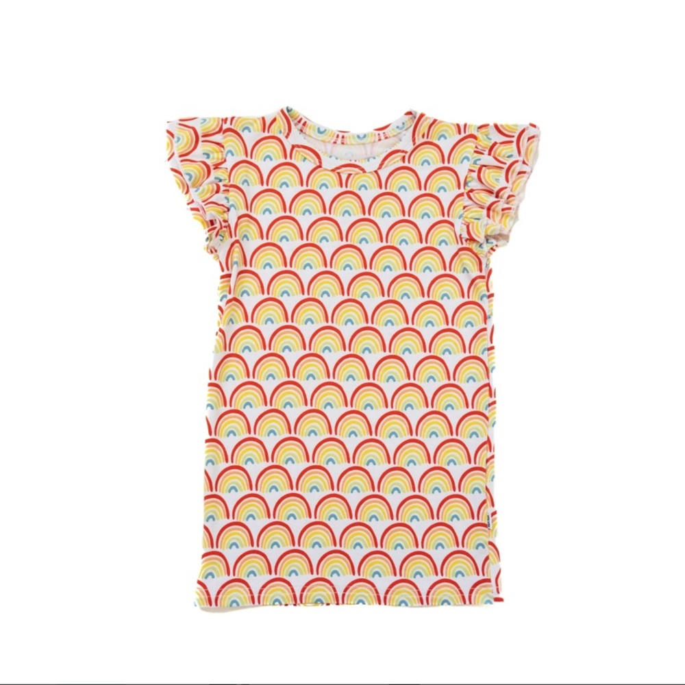 LITTLE SLEEPIES Play rainbow flutter sleeve tee